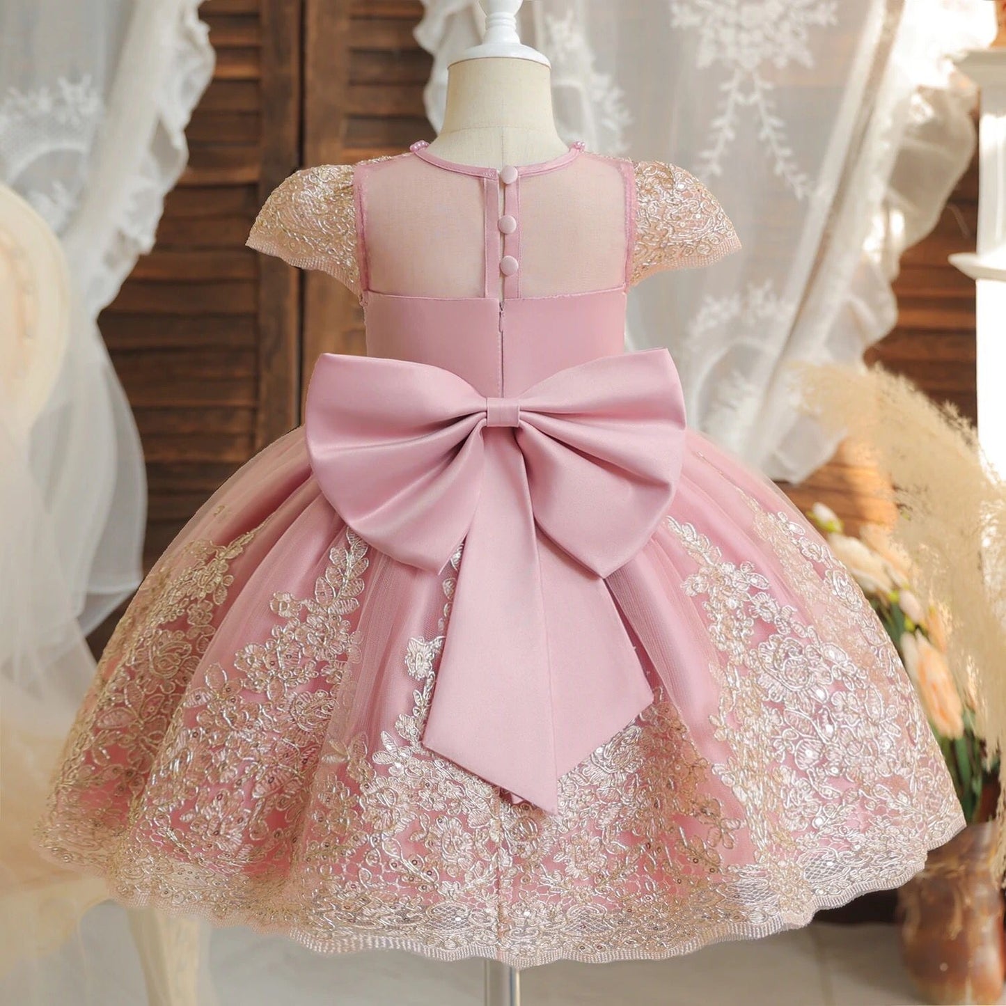 Vestido elegante para bebés, Rosa Vieja