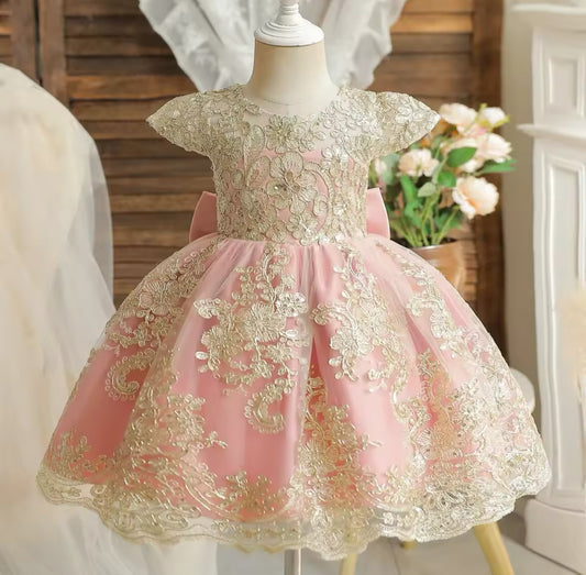 Vestido elegante rosa  para bebé